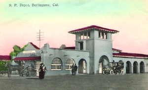 A vintage postcard shows Burlingame's famed train station.